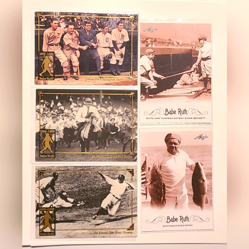 Babe Ruth Topps and Panini MLB Baseball Card Lot of 5